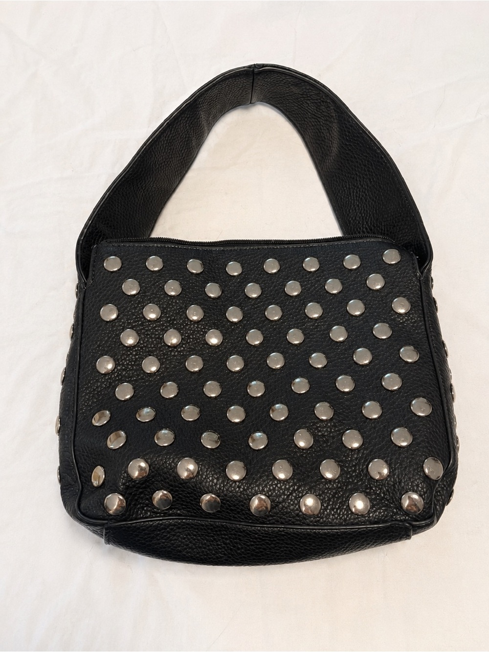 Y2K Black Studded Shoulder Bag – Chunky Silver Stud Purse